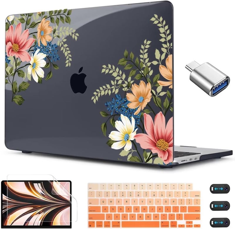 CISSOOK Compatible with MacBook Air 13.6 Inch Case 2025 2024 2023 2022, Plastic Hard Shell Case with Keyboard Cover for MacBook Air 13.6 M2 M3 M4 Chip A2681 A3113 A3240 Model, Retro Flower - Image 1